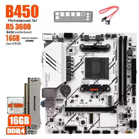 JGINYUE NEW B450M PLUS R5 3600 2*8G 3200 RAM motherboard sets