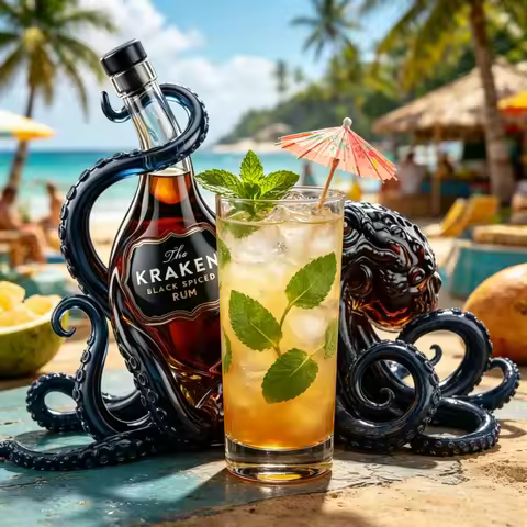 Unique Kraken Octopus Glass Liquor Bottle, Clear Rum Decanter, Decorative Barware & Home Display Pie