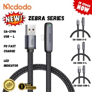 MCDODO Zebra Series Type-C 90 Degree Data Cable 1.2m 1.8m Compatible for 36W Type-C CA 279 334 335 3