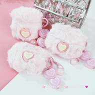 Cover Case Airpod Pink Heart Fur Protective Case With Airpod 1 / 2 / 3 / Pro / Pro2 Keychains