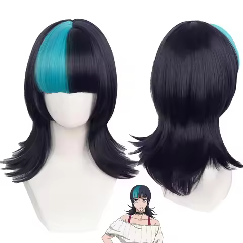 Women Halloween Anime Jujutsu Kaisen Cos Kirara Hoshi Cosplay Black Blue Hair Wig