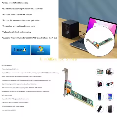 B0KF 4 Channels PCI 5.1 Stereo Sound Card Experience Cinematic CMI8738 Chip