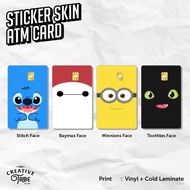 Cartoon Face Skin Card Sticker - Vinyl ATM Debit Credit Etoll Cartoon Anime Stitch Minnions Doraemon