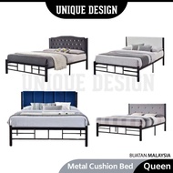 UNIQUE DESIGN Metal Bed With Cushion Queen Size Double Katil Berkembar Bingkai Besi Ikea Murah Kusyen Headboard Tidur
