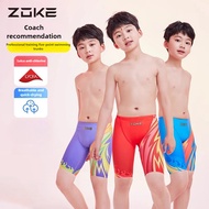 Kids Competition Swim Shorts Zoke Boys Knee-Length Fast Racing Swim Trunks