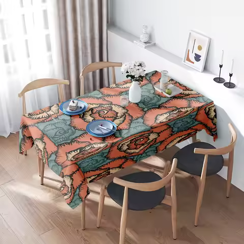 Colorful Tiger Print Tablecloth Home DecorationRustic Boho Style for Dining Room Decorations, Weddin