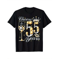 Cheers To 55 Years Old Happy 55th Birthday Queen Drink Wine T-shirt