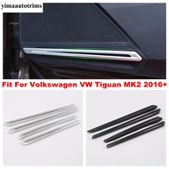 ABS Door Stereo Speaker Audio Sound Strip Cover Trim For Volkswagen VW Tiguan MK2 2016 - 2022 Carbon