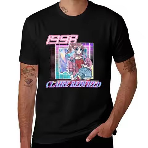 Vaporwave Claire Redfield T-Shirt Worker Basic Short Sleeve Tee