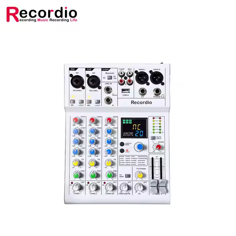 GAX-AM6 Multifunctional 4 Channel Mixer Audio Interface Mini Audio Processor for Studio Podcast