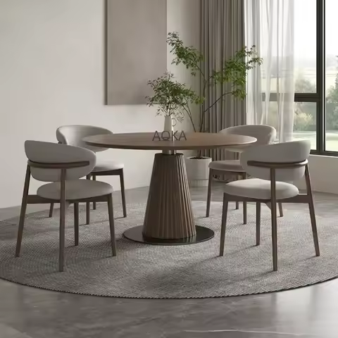 Round Dinning Table Dinner Luxury Coffee Islands Sedentary Home Living Room Center Chairs Mesa Comed