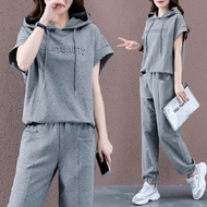 大碼 套裝 女 2024 新款 大碼女裝 Plus Size Women's 2025 Casual Sporty Hooded Two-Piece Set