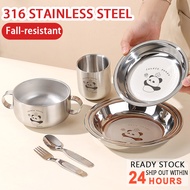 316 Stainless Steel Plate For Kid / Kid Bowl Chidren Water Cup / Kid Tableware Spoon Fork YM67