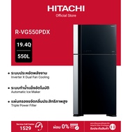 Hitachi ฮิตาชิ ตู้เย็น 2 ประตู 19.4 คิว 550 ลิตร Big 2 รุ่น R-VG550PDX GBK สีกลาสแบล็ก
