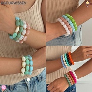 HGOUGV656Z6 4Pcs Beads Bracelet Set, Multicolor Marbling Round Bangles,  Stackable Transparent Cuff 