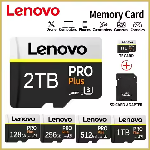 Lenovo Memory Card 2TB High-Speed V30 A2 4K SD Card 512GB 256GB 1TB Micro TF SD Adapter for Smart Ph