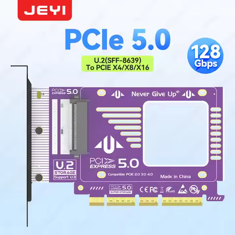 JEYI PCIe 5.0 to U.2 (SFF - 8639) Converter, 128Gbps GEN5 U.2 SSD Expansion for PCIE X4/X8/X16, Comp