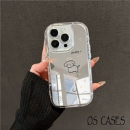 iPhone Case Mirror Surface Rubber Frame Dog Pattern 17/17 Pro/17 Pro Max/16/15/14/13/12/11/X/XS/XR/8