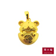 CHOW TAI FOOK 999 Pure Gold Zodiac Rat Pendant - 满福淘气鼠 Lucky Blessed Rat R24412