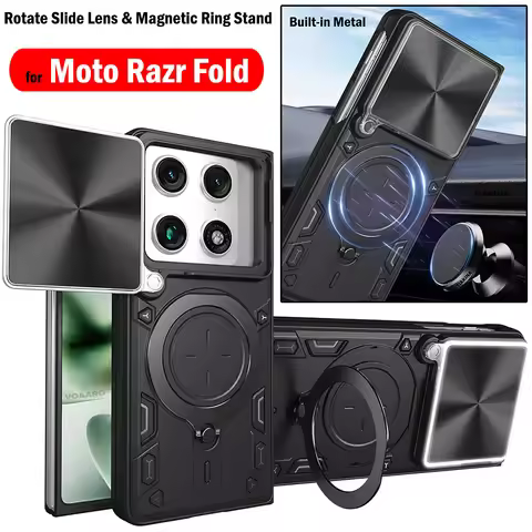 Slide Lens Funda for Motorola Moto Razr Fold 2026 Case for Motorola Razr Fold Armor Case Rotate Magn