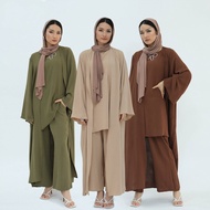 2025 3Pieces Ramadan Suits Abaya Dubai Dress + Pants Muslim Sets Dress Abaya Dubai Muslim Islam Abay