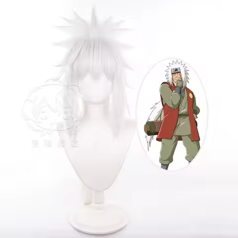 Anime Jiraiya Cosplay Wig Jiraiya Wigs 80cm Long Silver Color Heat Resistance Fibrer Party Wigs+Wig 