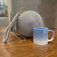 Starbucks Cup 2021 Christmas Limited Shining Blue Gradient Mini Mug with Fashion Flashing Diamond Ball Star Bag