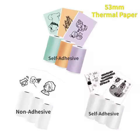 Thermal Printer Paper Roll Color/White Sticker Paper Compatible With Phomemo M02X M02L T02 Paper,(2i