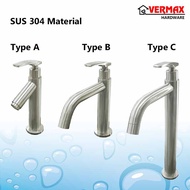 SUS304 Stainless Steel Bathroom Water Faucet / Bib Tap Basin Sink Tap / SUS 304 Straight Tall Pipe H