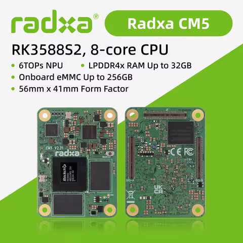 Radxa CM5 RK3588S2 8-core CPU Radxa CM5 Lite RK3582 6-core CPU Compute Module, GPU, NPU, Single Boar