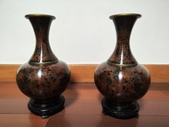 銅胎掐絲琺瑯花瓶一對