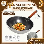 KAYU Izuma Wok Wok Stainless Steel Wooden Handle/Thick Wok Wok