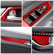 YAE Red Carbon Fiber Stickers Car Inner Door Bowl Handle Windows Control Panel Cover Trim Strips For Mazda CX-5 Interior Accessories O31