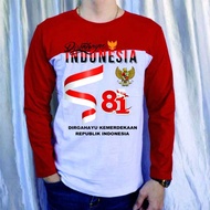 MERAH KATUN 28S COTTON T-SHIRT/ red and white long-sleeved t-shirt August 17th Indonesian Independen