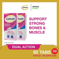 CALTRATE Bone &amp; Muscle Health Dual Action Calcium + Vitamin D, For strong bones &amp; muscles, 60 Tabs, 2 Pack