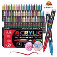 Acrylic Marker Pen for Rock Painting, Brush Tip Paint Markers Fabric Markers Waterproof Paint 12/24/