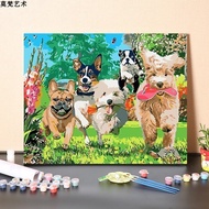 MM paint M2 40by50cm noframe Digital Oil Painting diy Filling Hand-Filled Coloring A Group of Dogs P