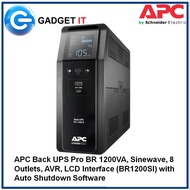 APC Back UPS Pro BR 1200VA, Sinewave, 8 Outlets, AVR, LCD Interface (BR1200SI) with Auto Shutdown So