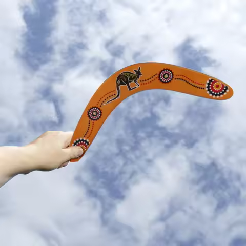 Portable Wooden Kangaroo Throwback V Shaped Boomerang Flying Disc for Outdoor Sports Fun Game and Ca