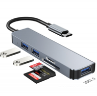 typec轉usb擴展塢 hub3.0 讀卡 usb分線器（5in1 Type-C轉usb3.0+2.0*2+sd+tf）