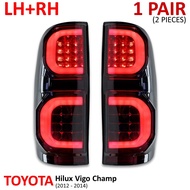 ชุด ไฟท้าย ไฟแต่ง รุ่น LEDs พร้อมหลอด+ขั้วปลั๊ก ข้างซ้าย+ขวา 2 ชิ้น เลนส์สโมค สำหรับ Toyota Hilux Vigo Champ ปี 2012-2014