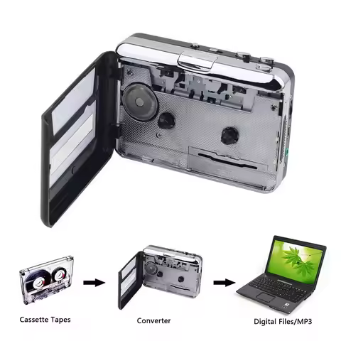 USB Cassette Capture Radio Player Portable USB Cassette Tape to MP3 Converter Capture Audio Music Pl