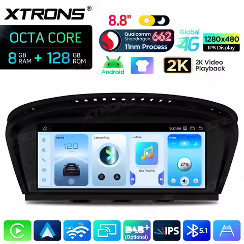 XTRONS 8.8'' Android 14 Car Radio For BMW 3/5 Series E60 61 /E90 91 92 93 CIC CCC System Octa Core 8