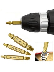 4入組雙頭螺絲專用取出器和斷螺絲拆卸工具和螺絲刀頭套裝,適用於無線電鑽