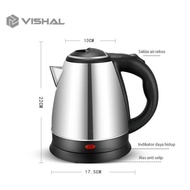 Termurah Vishal Teko Listrik 2L / Pemanas Air /Kettle Electric Stainless Pembuat Kopi Teh Vs-1801 | 