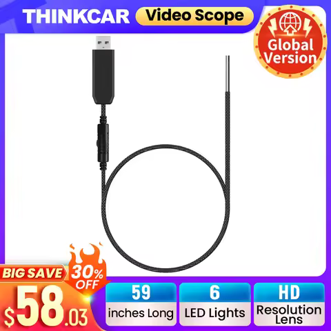 THINKCAR ThinkTool USB Video Inspection Scope 59 inches Coil Camera with LED Light P67 Waterproof En