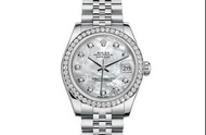 Vintage停產女裝Rolex 178384 Datejust 31mm 18k 白金鋼鑲鑽石 白貝面 888 可上行