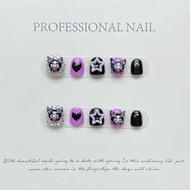 Children Wear Nails Kuromi Handmade Wear Nails Cute Sweet Cool Spicy Short Nails Cute Manicure Carto