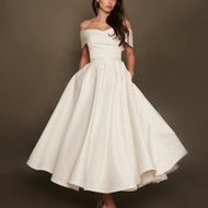 短款緞面婚紗、緞面婚紗、茶長婚紗