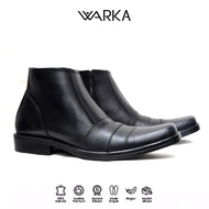 Warka AXEL - Men's Leather Boots with Zipper, Formal Work, Casual, Invitation, Black Shoes
